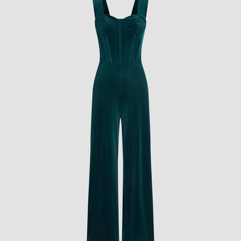 Retro-inspired Deep Forest Green Jumpsuit